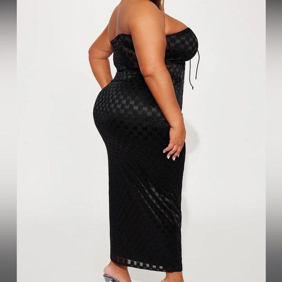 Two-Piece Checkered Black Strapless Set - Picture 16 of 16